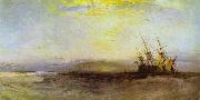 J.M.W. Turner A Ship Aground. oil painting on canvas